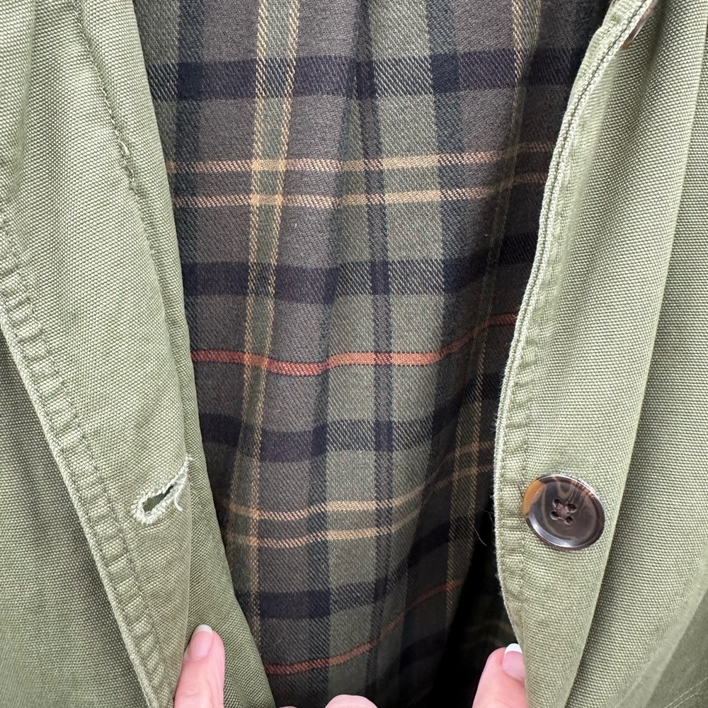 Lands' End Olive Utility Jacket with Brown Collar - Picture 7 of 15